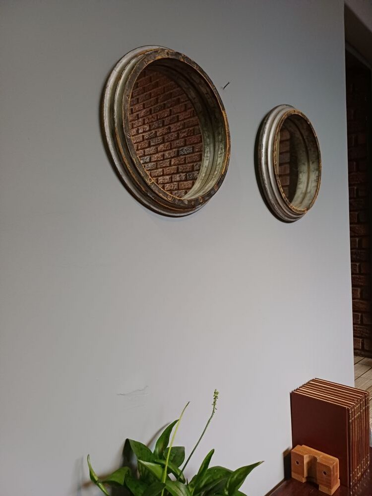 Vintage Industrial Pattern Mould Wall Mirrors - round - Image 2