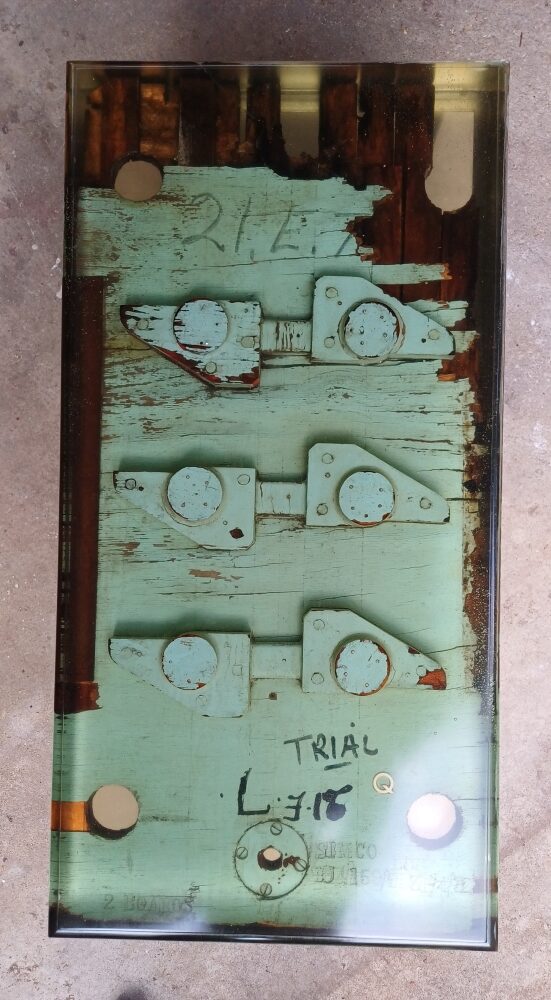 Resin Coffee Table of salvaged wooden casting pattern mould - Image 4