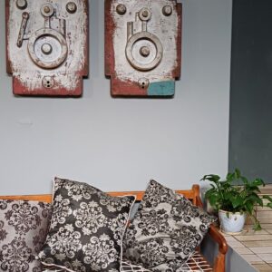 Red, blue, silver wall hanging (set of 2) - Pair 2