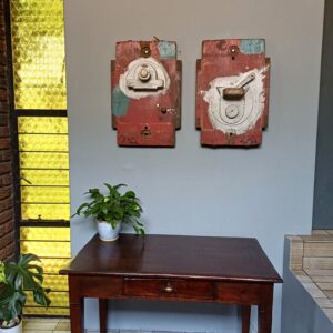 Red, blue, silver wall hanging (set of 2) - Pair 3