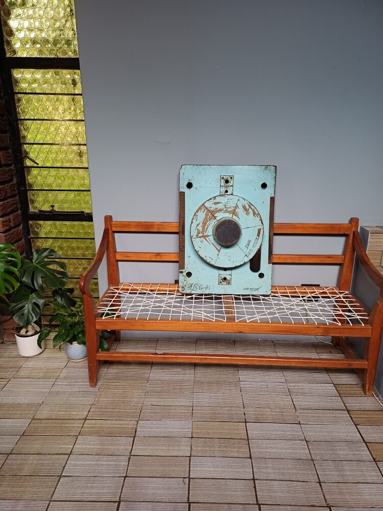 Large Industrial Pattern Mould Wall Hanging - SIMCO Blue Segmented Wheel Form (5G) - Image 2