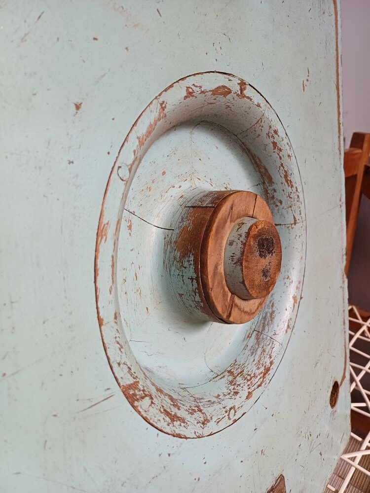 Large Industrial Pattern Mould Wall Hanging - SIMCO Blue Recessed Wheel Form (21 D-7) - Image 3