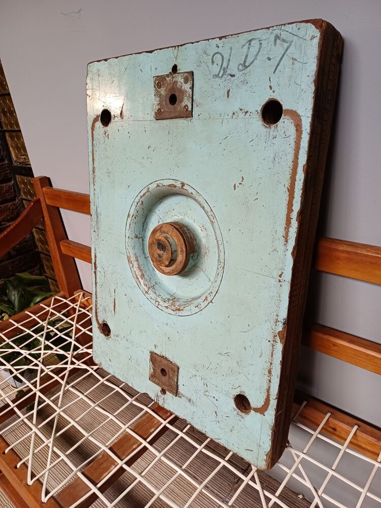 Large Industrial Pattern Mould Wall Hanging - SIMCO Blue Recessed Wheel Form (21 D-7)