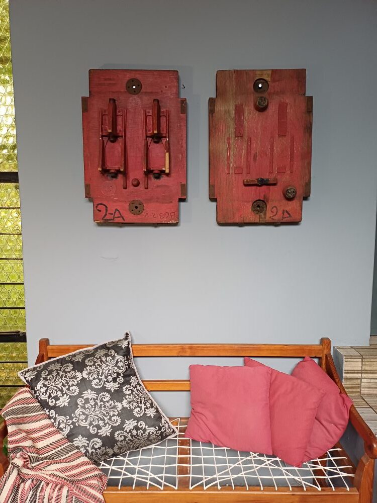 Red Industrial Pattern Mould Wall Hanging - Burnt Detail (2-A) - Image 3